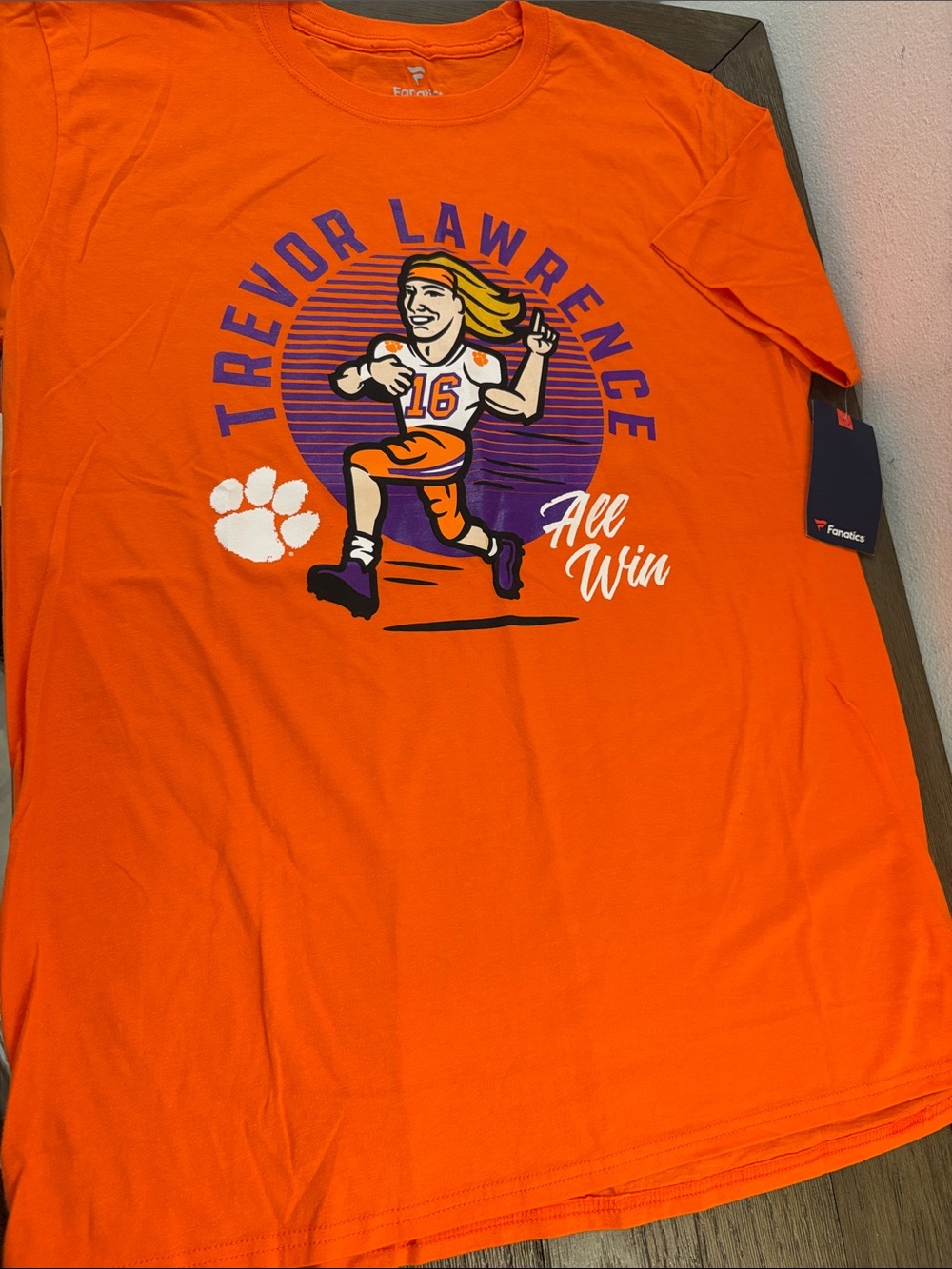 NWT [Fanatics] Clemson Tigers NCAA Trevor Lawrence “ALL WIN” Graphic Tee Men’s L - Picture 3 of 7